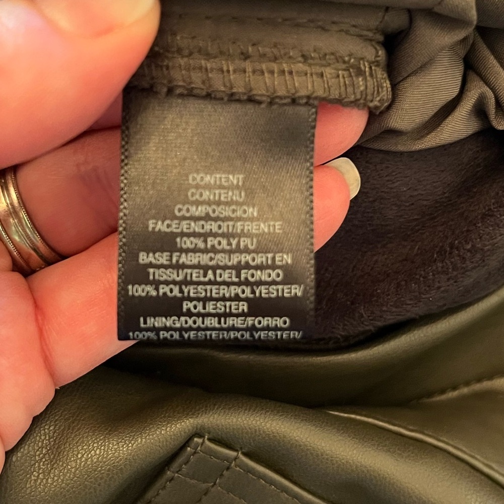 NWT WAYF Olive Faux Leather Wide Leg Trouser Pants, Large - Picture 8 of 9
